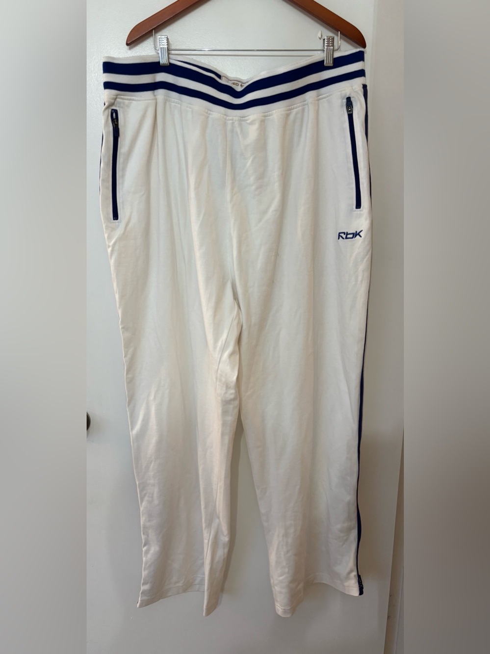 Reebok Limited Edition White Blue Track Pants Men Size 4XL Athleisure